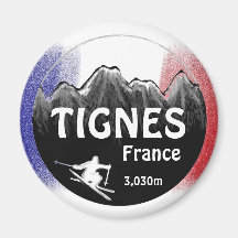 Tignes France flag ski logo art magnet