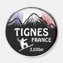 Tignes France flag snowboard art design magnet
