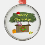 Tiki Hut Wreath Tropical Beach Christmas Ornament