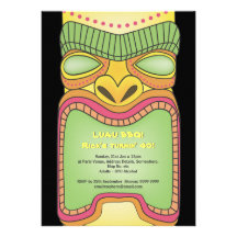 Tiki Luau Hawaiian Tropical Theme Beach Party Personalised Invites