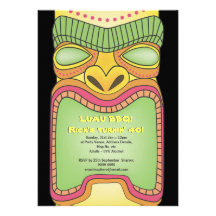Tiki Luau Hawaiian Tropical Theme Beach Party Personalized Announcement