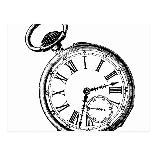 Tilting Clock Pocket Watch Face Timepiece Postcard