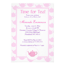 Time for Tea Teapot (Pink) Bridal Shower 5x7 Custom Invites