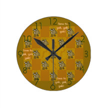"Time to yak, yak, yak" wall clock