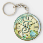 timeless bluebird whimsy initial letter F Key Chains
