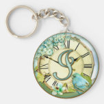 timeless bluebird whimsy initial letter I Key Chain