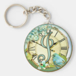 timeless bluebird whimsy initial letter J Key Chain