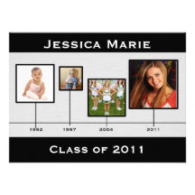 Timeline black and grey Graduation Inviation Personalized Invitation
