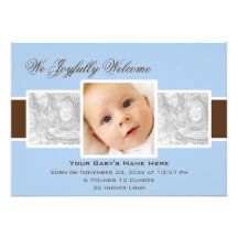 Times 3 Birth Announcement (Blue)