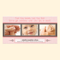 Tiny Hands, Tiny Feet Birth Announcement (pink) photo cards
