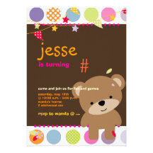 Tiny Teddy Bear Personalised Party Custom Announcement