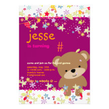 Tiny Teddy Bear Personalised Party Invitation