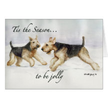 "Tis the Season" Airedale Dog Art Christmas Card