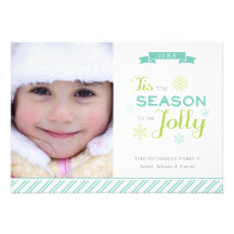 Tis The Season Christmas Photo Holiday Flat Card Custom Announcement
