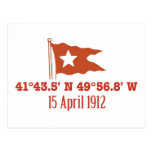 Titanic Sinking GPS Coordinates & White Star Flag Post Card
