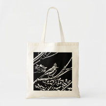 Titmouse woodcut canvas bags