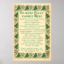 To Make Gilly Flower Wine - Antique Recipe Poster