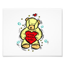 to my honey bear holding red love heart photo art