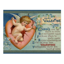 To My Valentine Cupid and Heart Altered Art Card Postcards