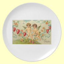 To My Valentine Cupids on a Rope of Hearts plates
