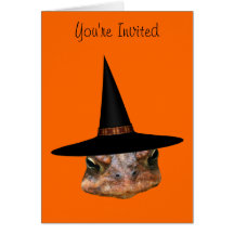 Toad Face Witch Hat Halloween Party Invitation Cards
