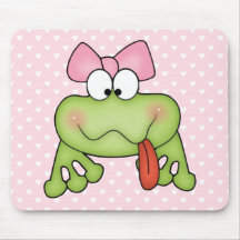 Toadally Cute Girl Frog Mousepads