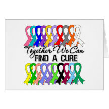 Together We Can Find a Cure Cancer Ribbons Greeting Cards