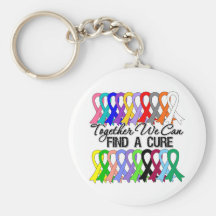 Together We Can Find a Cure Cancer Ribbons Keychains