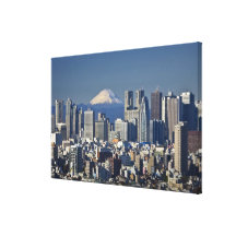 Tokyo, Shinjuku District Skyline, Mount Fuji, Gallery Wrap Canvas