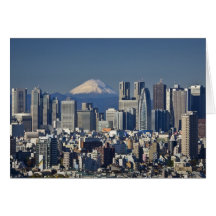 Tokyo, Shinjuku District Skyline, Mount Fuji, Greeting Card