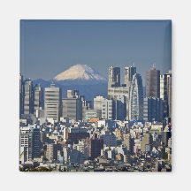 Tokyo, Shinjuku District Skyline, Mount Fuji, Refrigerator Magnet