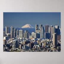 Tokyo, Shinjuku District Skyline, Mount Fuji, Posters