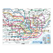 Tokyo Subway Map Postcard