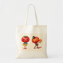 Tomato kitschy Cute Couple Kitchen Canvas Bags