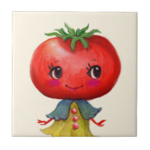 Tomato kitschy Cute Couple Kitchen Ceramic Tiles
