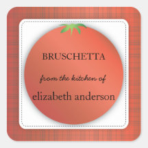 Tomato Red Plaid From the Kitchen of Label Square Sticker