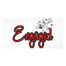 ToonDoveEngagedRed Customized Photo Card