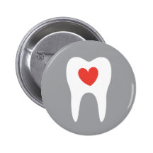 Tooth silhouette love heart dentist dental button