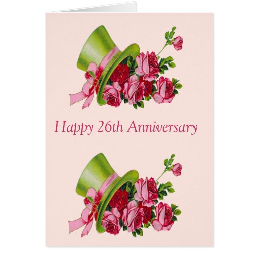 top-hat-and-flowers-happy-26th-anniversary-greeting-card-zazzle