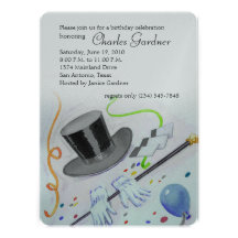 Top Hat Cane and Gloves Birthday Invites