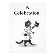Top Hat Cat Custom Invitation Template