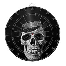 Top hat skull dartboard with darts