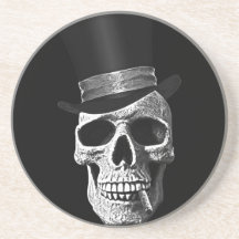 Top hat skull drink coaster