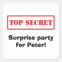 Top secret. Surprise party for [Name] stickers