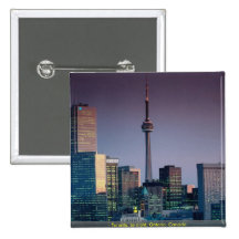 Toronto, by night, Ontario, Canada Pinback Buttons