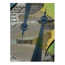 Toronto with CN tower postcard