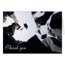 Tossing graduation cap thank you greeting card