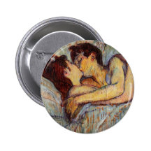 Toulouse-Lautrec In Bed The Kiss button