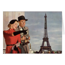 Tourists Travelling Paris Sightseeing Eiffel Tower Greeting Card