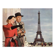 Tourists Travelling Paris Sightseeing Eiffel Tower Custom Invite